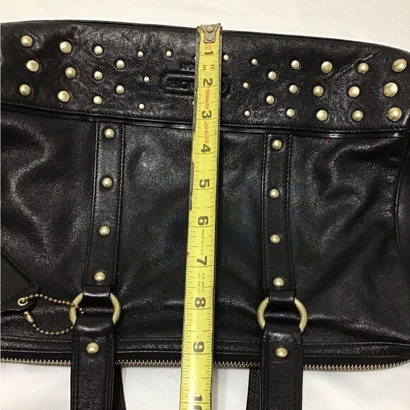 Coach Nancy Black Silver Studs Leather Shoulder Crossbody Bag - Picture 5 of 12